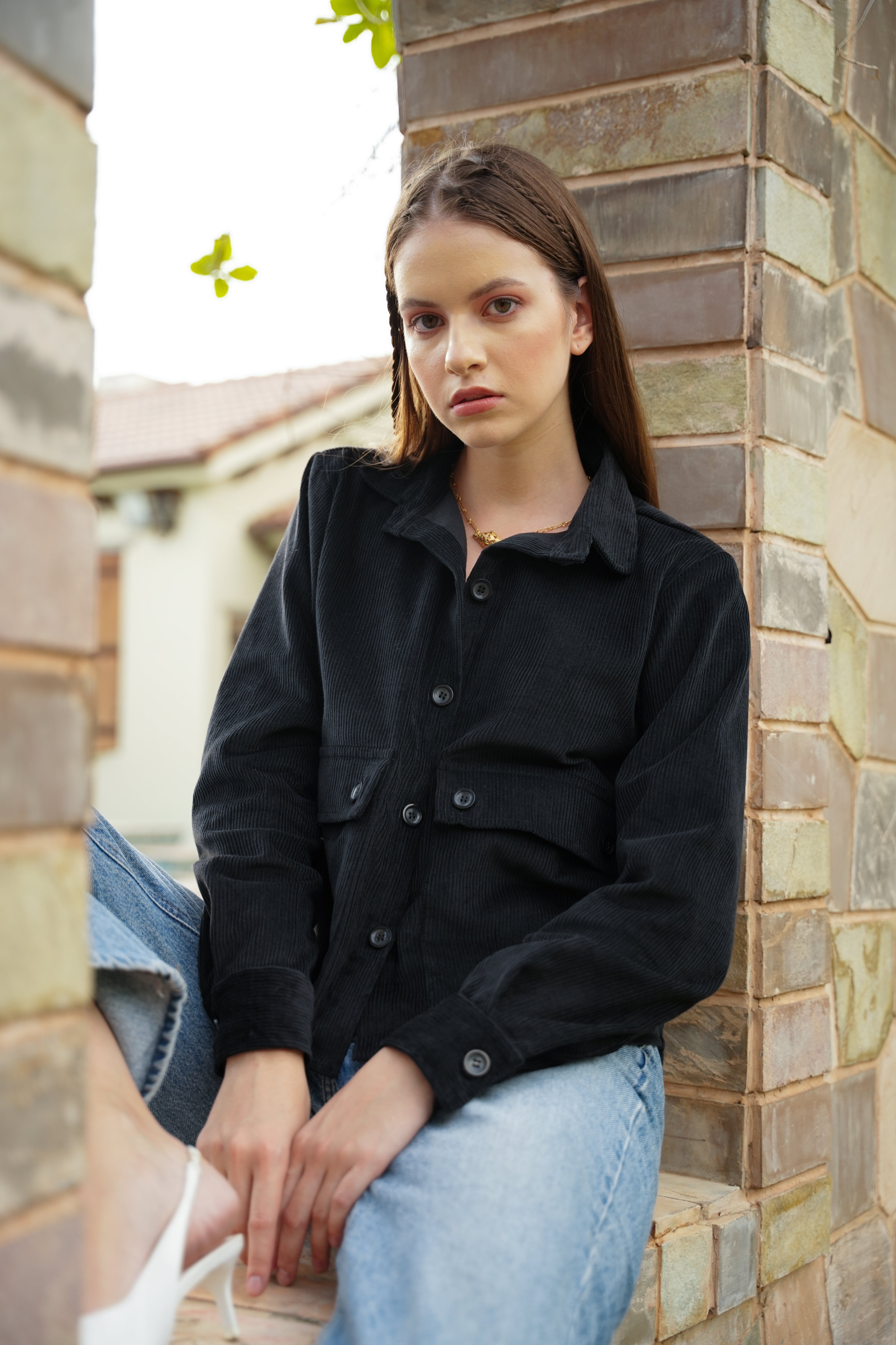 Black corduroy outlet jean jacket