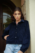 Load image into Gallery viewer, Midnight Blue Corduroy Jacket - MODERN BLUE
