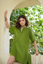 Load image into Gallery viewer, Root Grass Shirt Dress - MODERN BLUE
